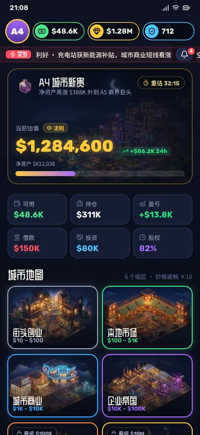 首页：估值、资产和城市地图